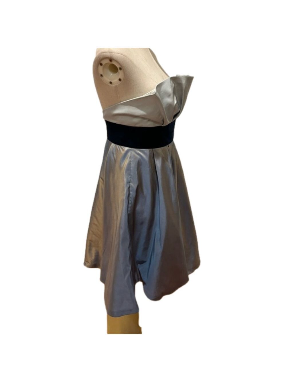 90s SILK VIVIENNE TAM STRAPLESS PLEATED BODICE TAFFETA DRESS FIT & FLARE SZ 6 - Picture 6 of 15